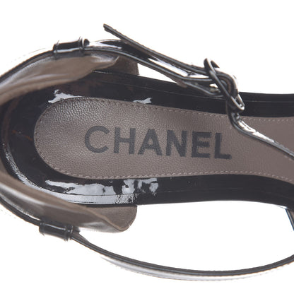 Chanel Patent Cursive Logo Wedge Sandals 39 Multicolor 6 of 11