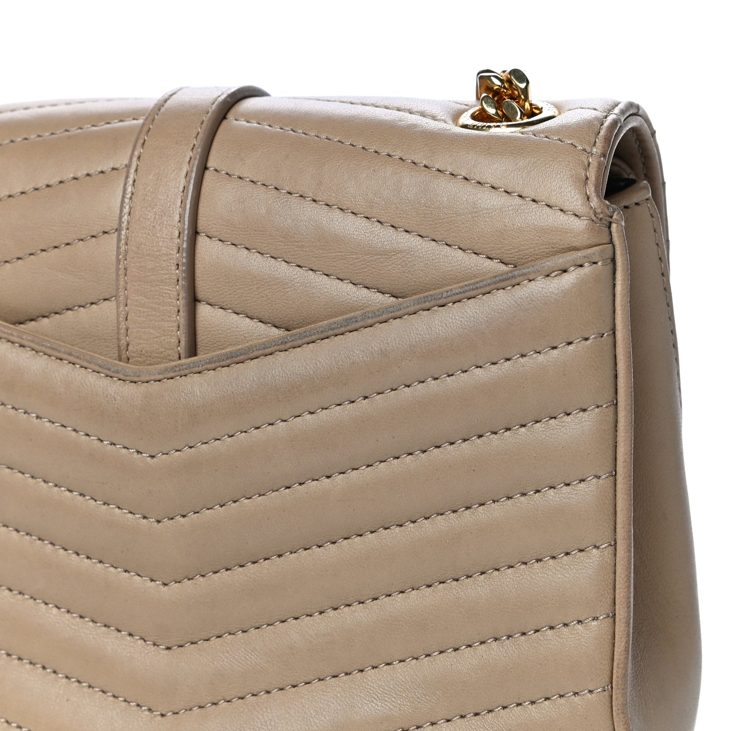 Lambskin Matelasse Chevron Monogram Small Sulpice Bag Sable Beige