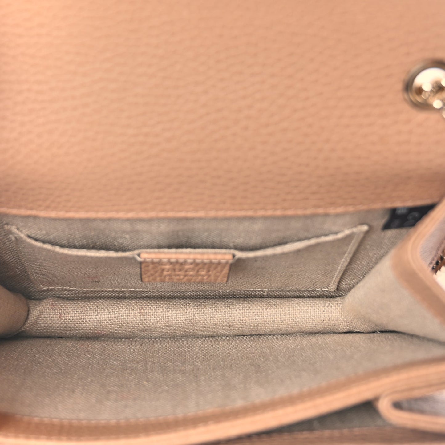 Dollar Calfskin Small Interlocking G Shoulder Bag Camelia