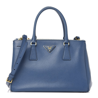 Prada Saffiano Small Galleria Double Zip Tote Bluette 1 of 17