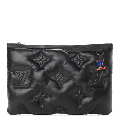 Louis Vuitton Lambskin Puffer A4 Pouch Black 1 of 7