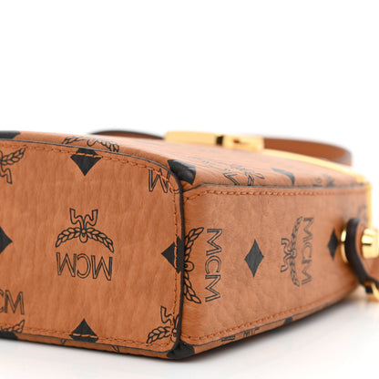 MCM Metallic Calfskin Visetos Stark Pushlock Clutch Cognac 9 of 9