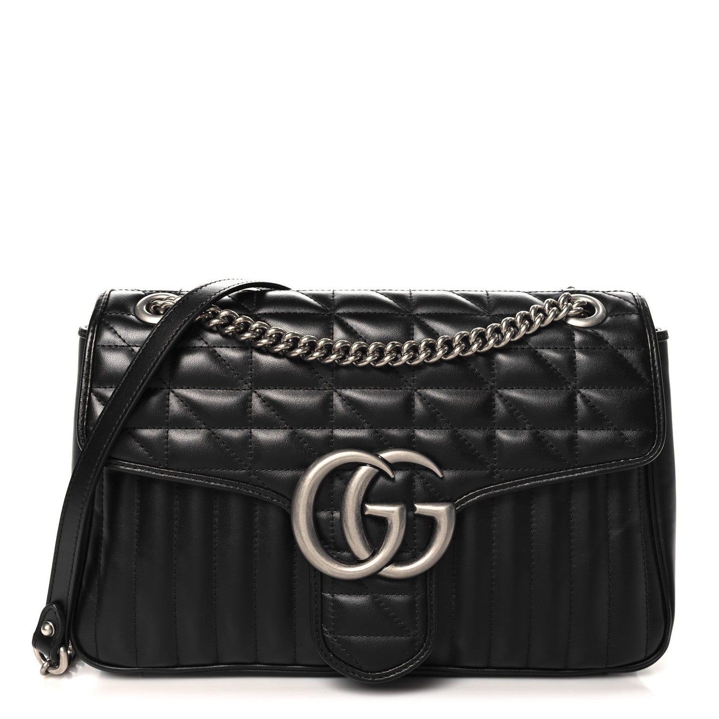 Calfskin Matelasse Aria Medium GG Marmont Shoulder Bag Black