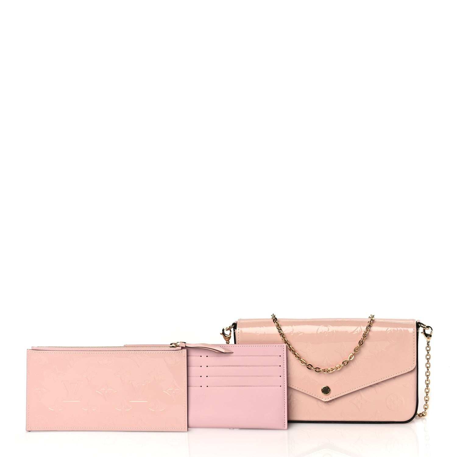 Louis Vuitton Vernis Felicie Chain Wallet  Rose Ballerine 9 of 9
