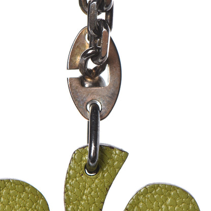 Hermes Chevre Mysore Lucky Clover Key Chain Bag Charm Vert Anis Orange 4 of 5