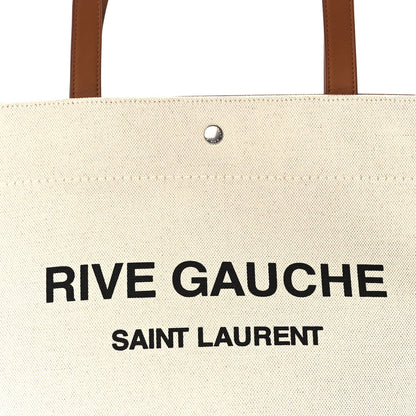 Saint Laurent Linen Calfskin Rive Gauche Tote  Greggio Brick 6 of 8