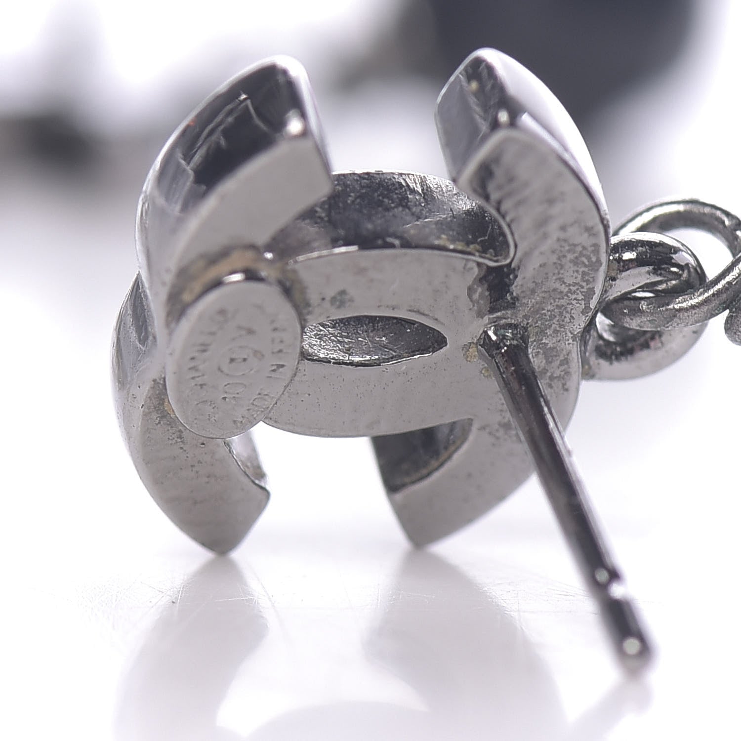 Chanel Ruthenium Bead CC Drop Earrings Black 4 of 5