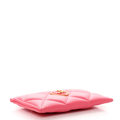 Chanel Lambskin Plexiglass Quilted Coco Love Card Holder Pink 3 of 8