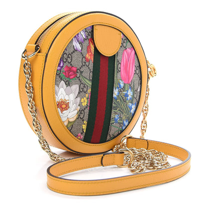 Gucci GG Supreme Monogram Flora Web Mini Ophidia Round Shoulder Bag Beige Multicolor Crop 3 of 9