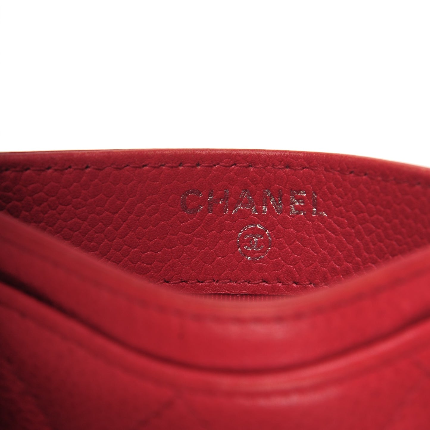 Caviar Quilted Card Holder Red