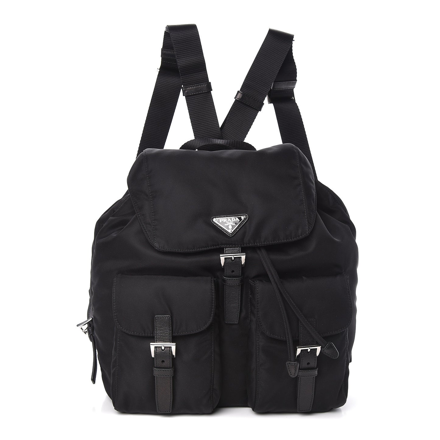 Tessuto Nylon Saffiano Medium Backpack Black