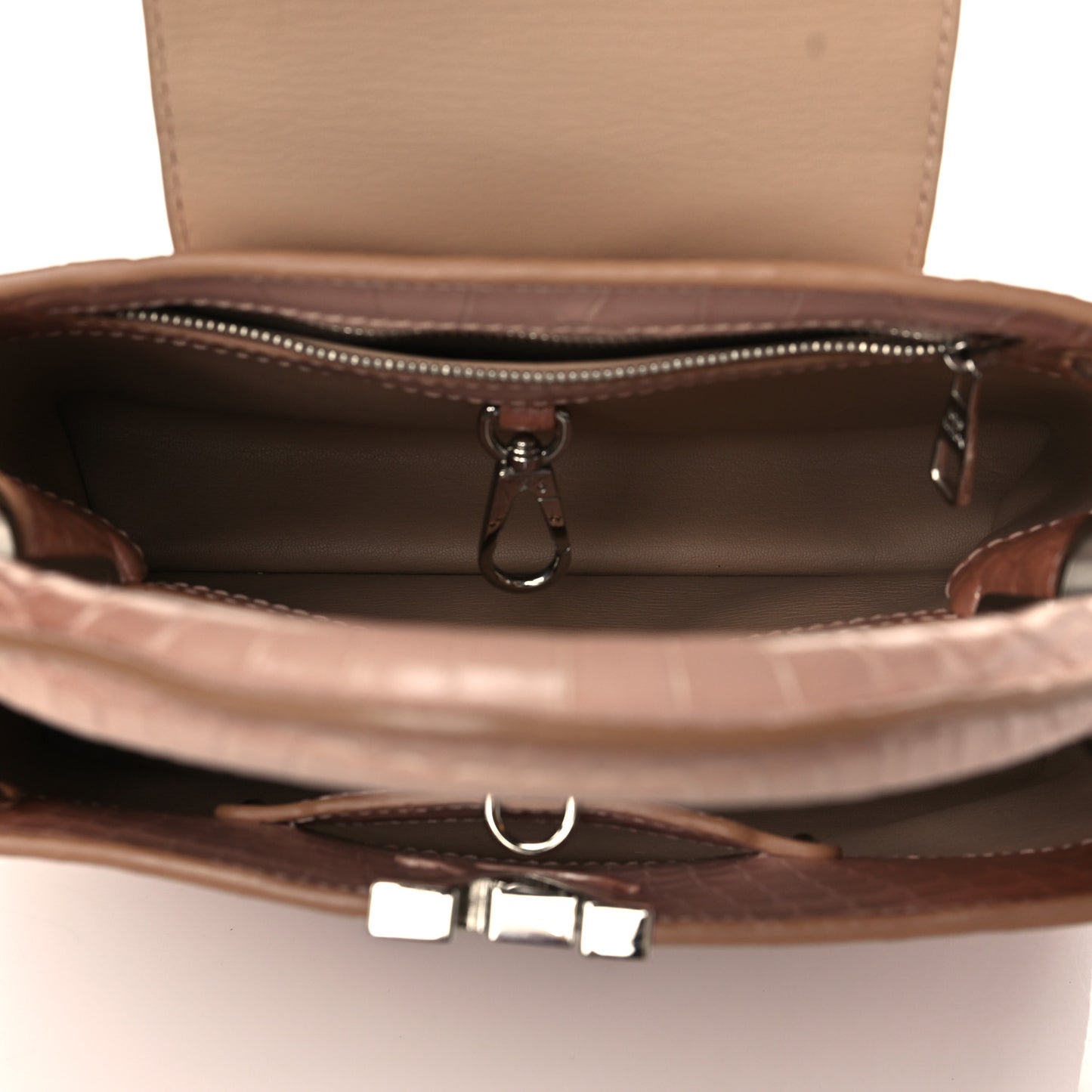 Iridescent Alligator Capucines BB Pink