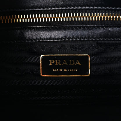 Prada Jacquard Saffiano Triangolo Symbole Embroidered Small Tote Black Corda Beige 6 of 9