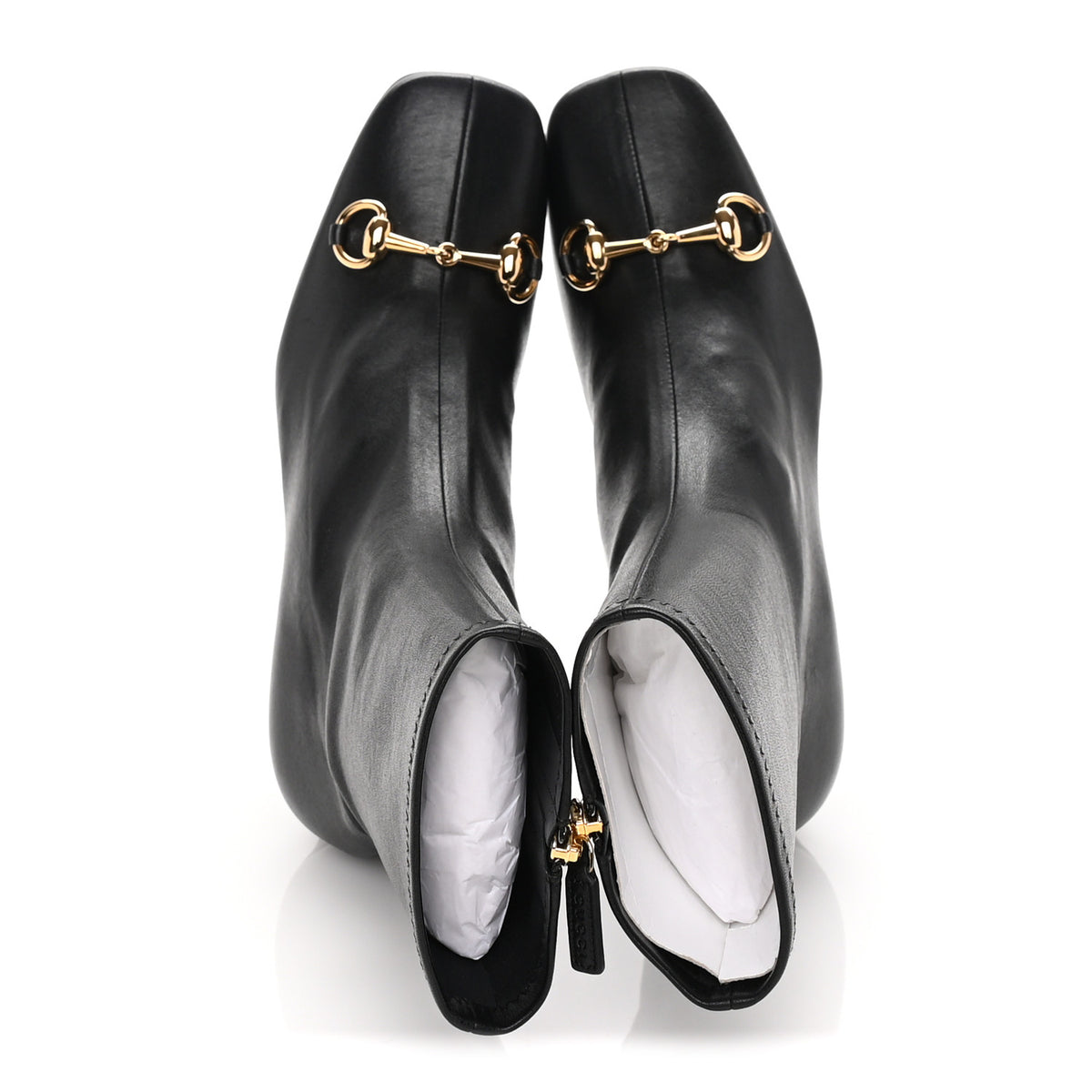 Shiny Calfskin Horsebit Signora Bootie 37 Black