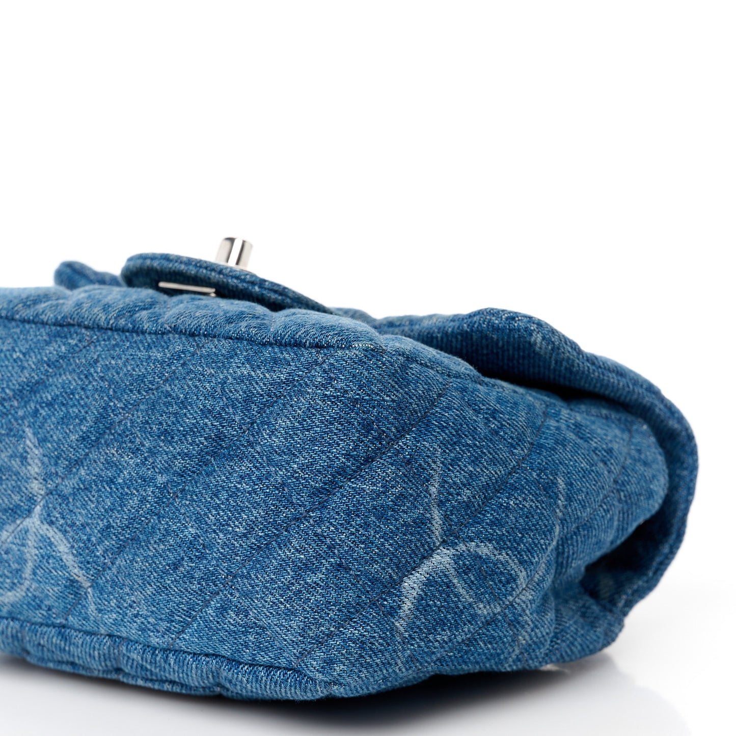 Denim CC Quilted Mini Square Flap Blue