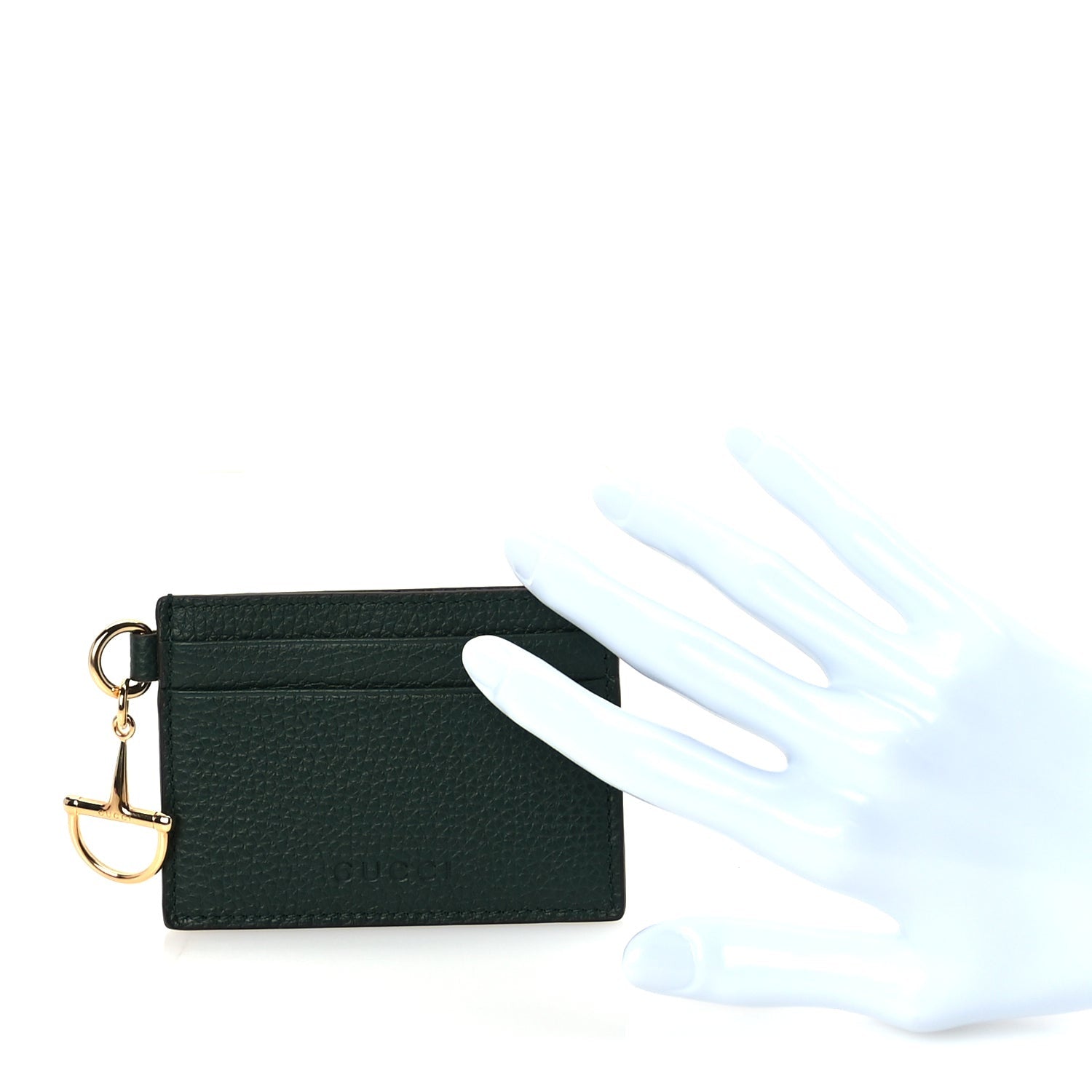 Gucci Grainy Calfskin Half Horsebit Card Case Vintage Green 3 of 8