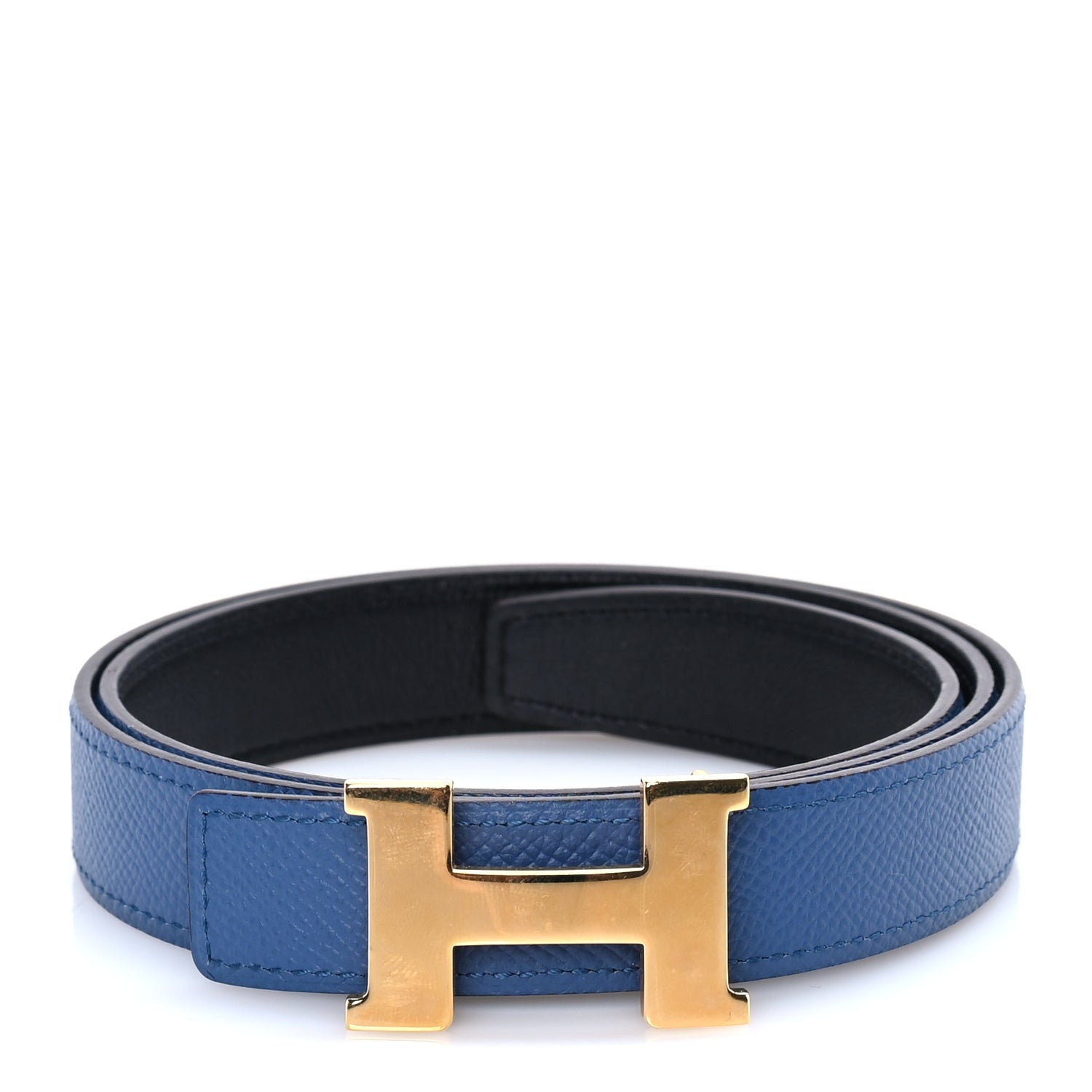 Hermes Swift Epsom 32mm H Belt 80  Deep Blue Black 1 of 5