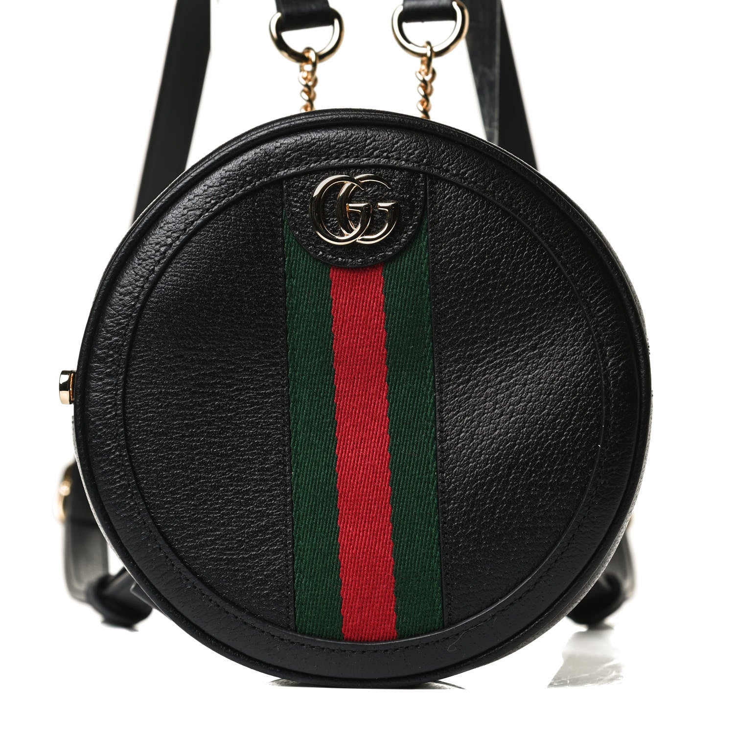 Gucci Grained Calfskin Web Mini Ophidia Round Backpack Black 6 of 10