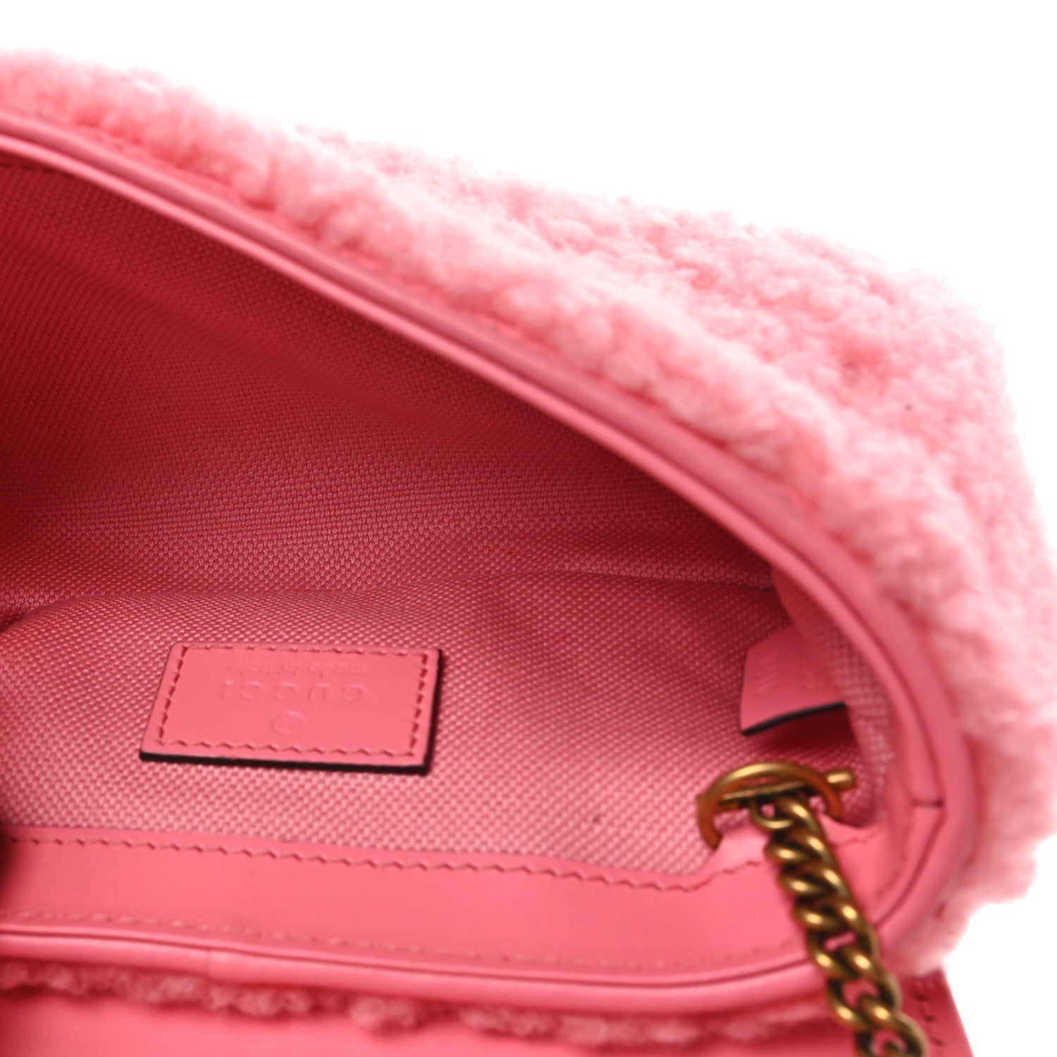Gucci Shearling Matelasse Super Mini GG Marmont Shoulder Bag Lotus Pink 5 of 7