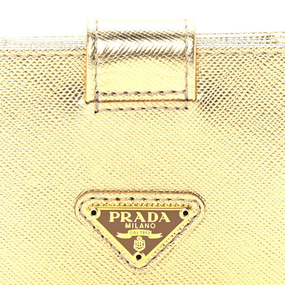 Prada Saffiano Oro Gusseted Card Holder Platino 2 of 6