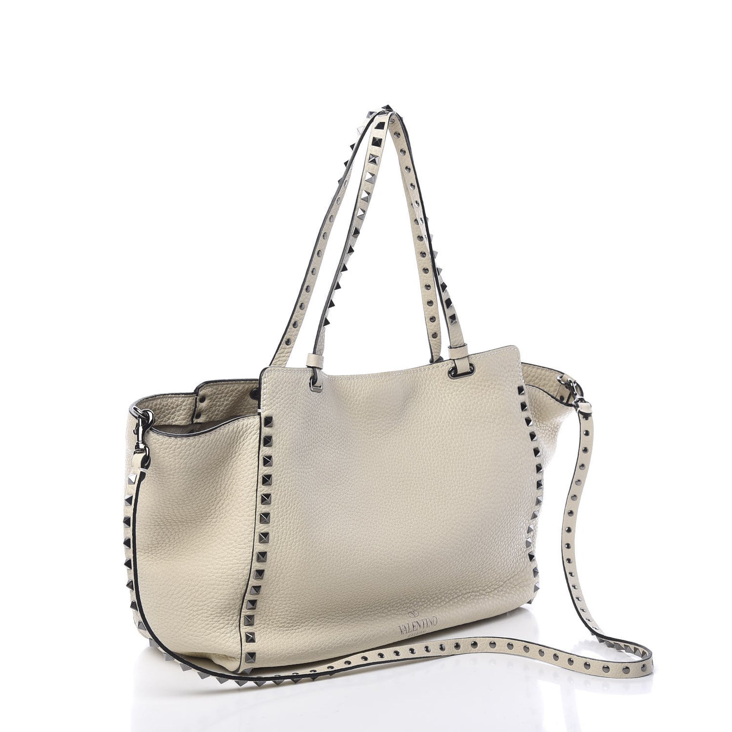 Alce Printed Calfskin Medium Rockstud Tote Light Ivory