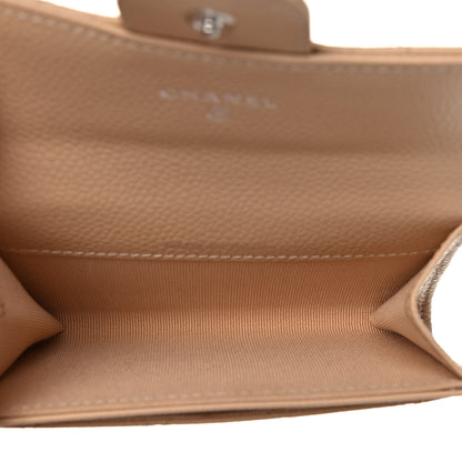 Chanel Caviar Quilted Flap Card Holder Wallet Beige 5 of 9