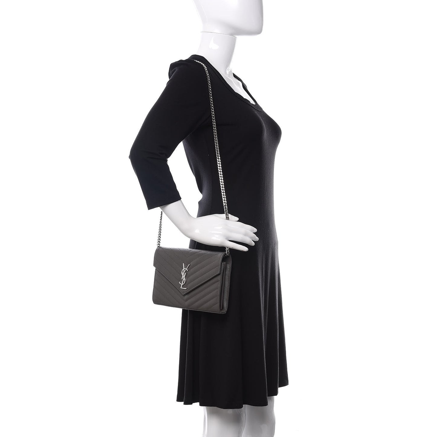 Grain De Poudre Matelasse Chevron Monogram Chain Wallet Earth