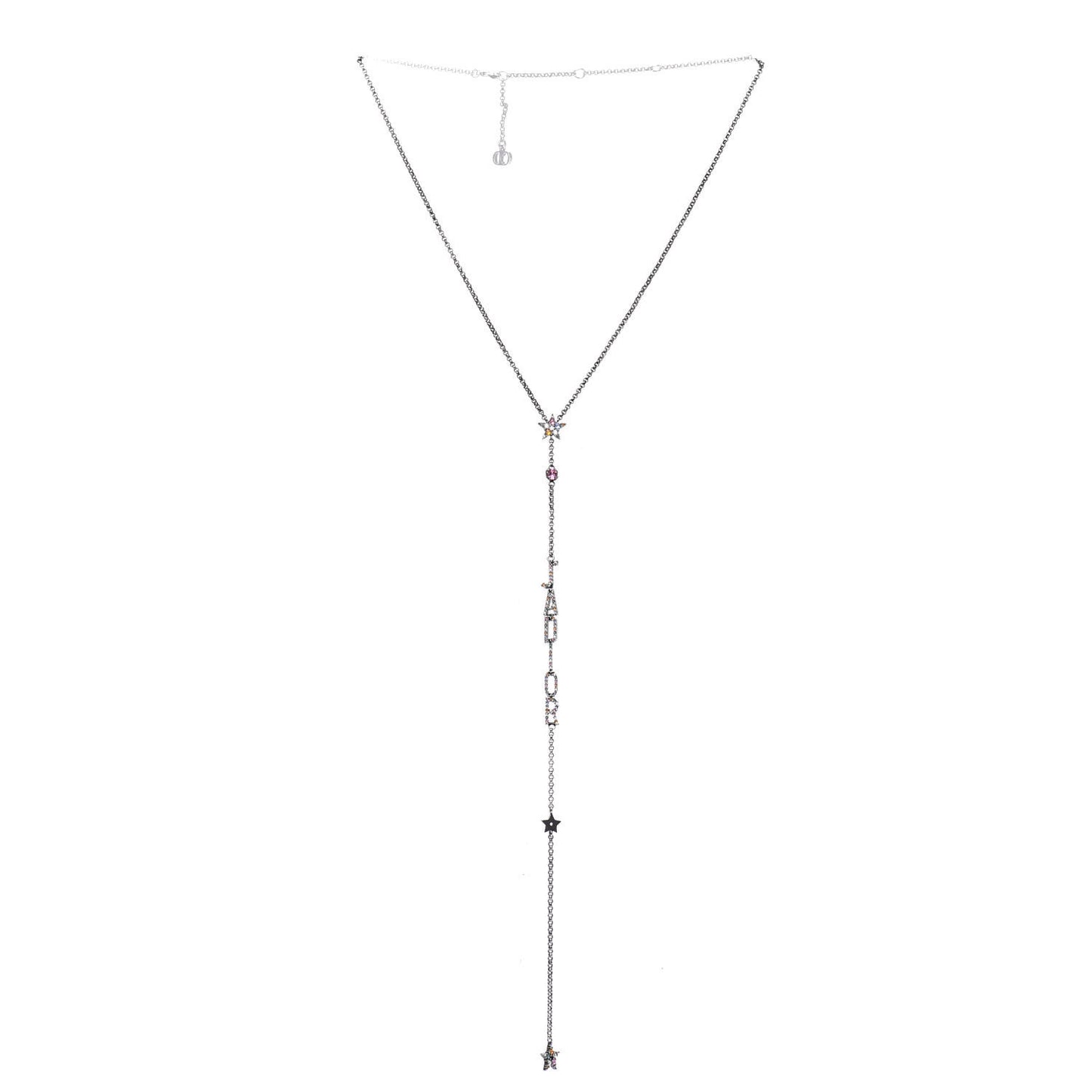 Crystal J'Adior Long Necklace Ruthenium Multicolor