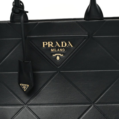 Prada Soft Calfskin Triangolo Symbole Embossed Medium Tote Black 7 of 10