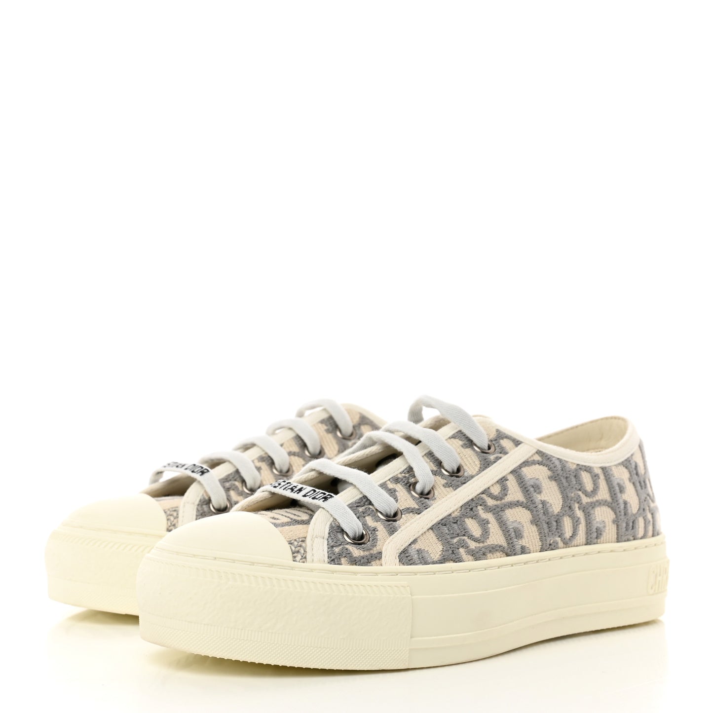 Canvas Oblique Walk'N'Dior Low Top Sneakers 34 Grey Stone