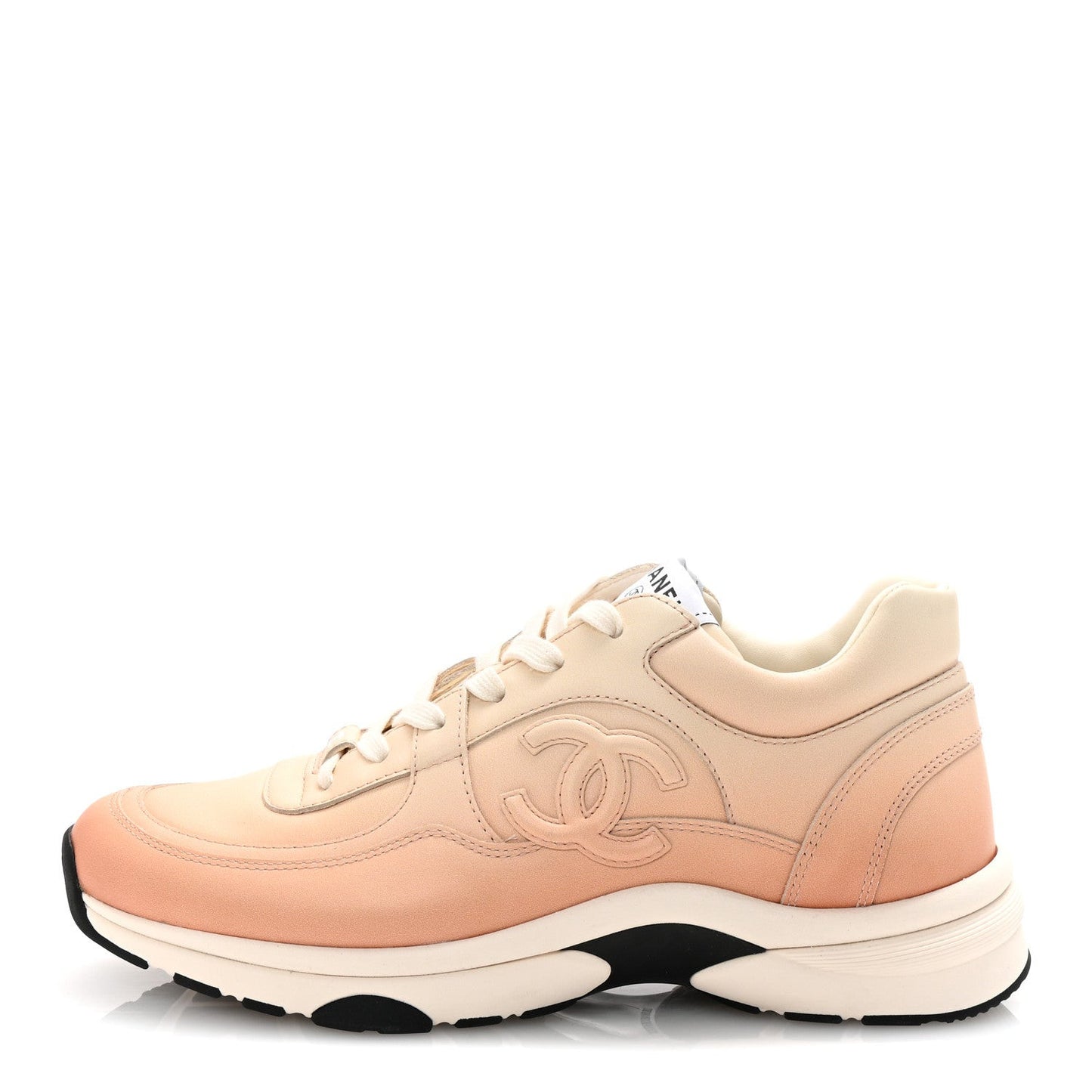 Laminated Calfskin Stretch CC Womens Sneakers 40 Light Orange