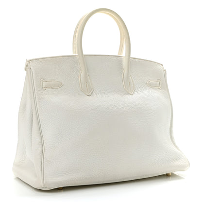 Hermes Taurillon Clemence Birkin 35 White 2 of 15