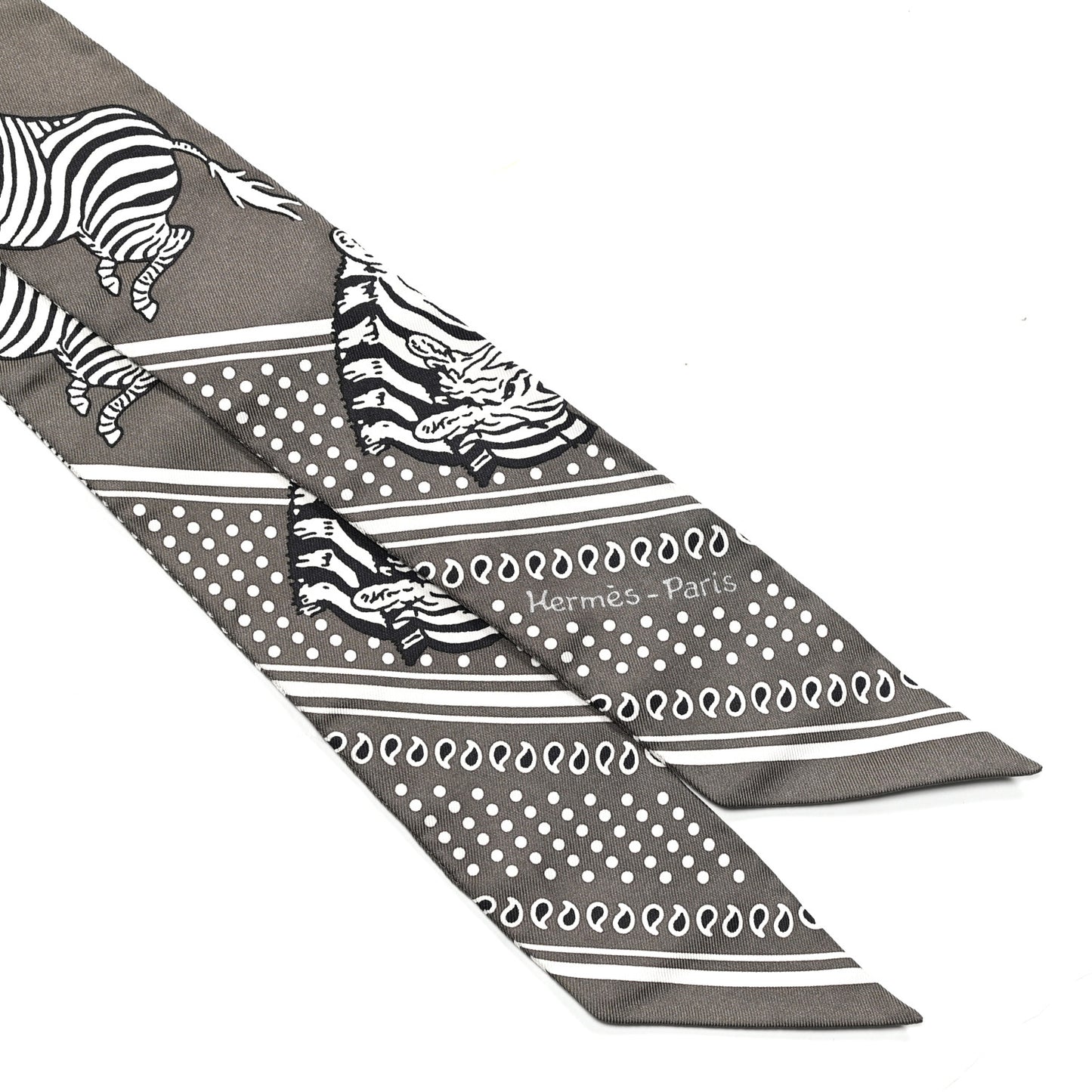 Silk Les Zebres Twilly Gris Taupe Black White