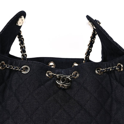 Chanel Denim Quilted Small  25 Handbag Dark Blue 6 of 8