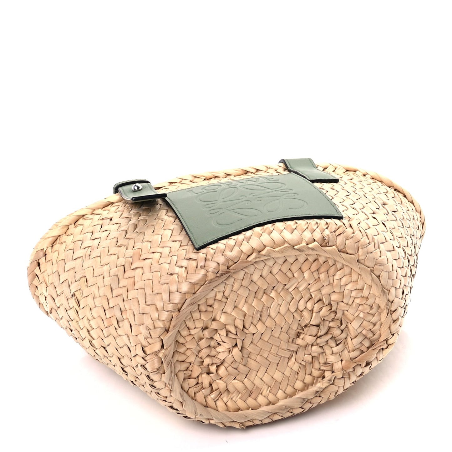 Raffia Small Basket Tote Bag Natural Green