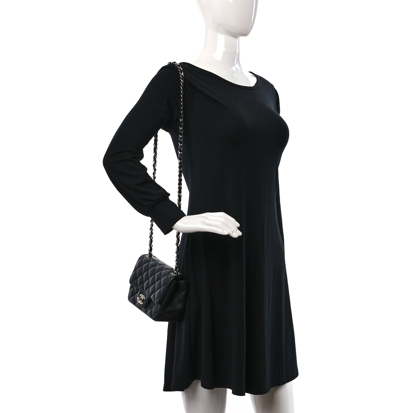 Lambskin Quilted Mini Rectangular Flap Black