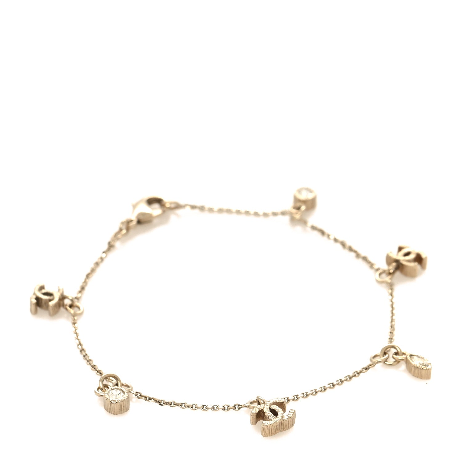 Chanel Crystal Charm CC Bracelet Gold 1 of 5