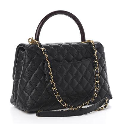 Chanel Caviar Lizard Embossed Quilted Small Coco Handle Flap Black 3 of 10