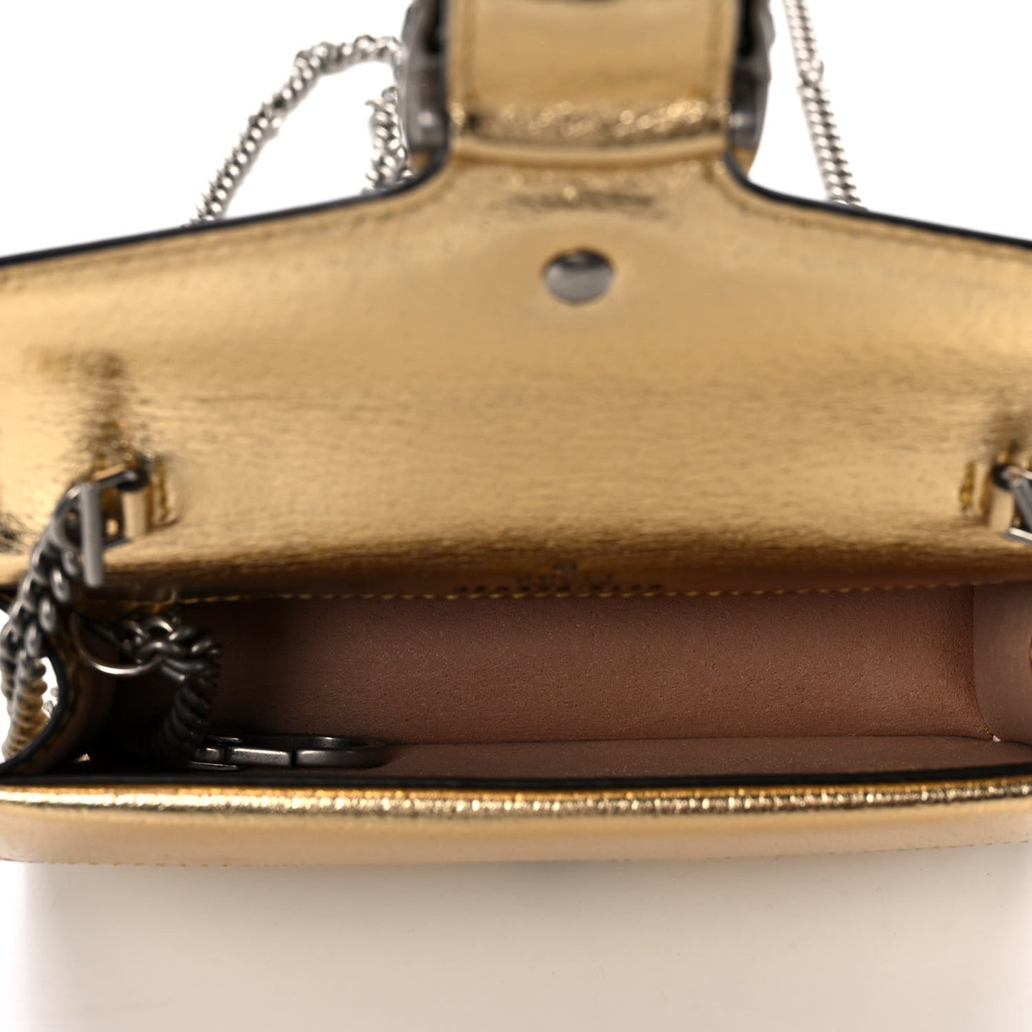 Metallic Calfskin Super Mini Dionysus Shoulder Bag Gold