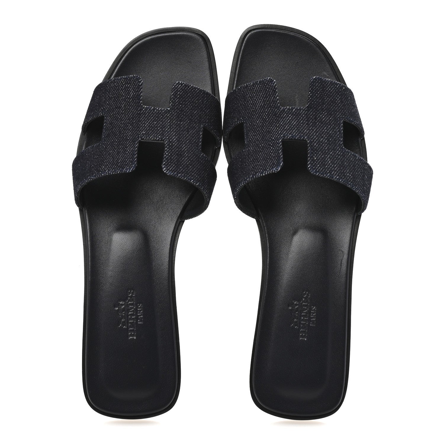 Hermes Denim Canvas Oran Sandals 37.5 Bleu Brut 2 of 7