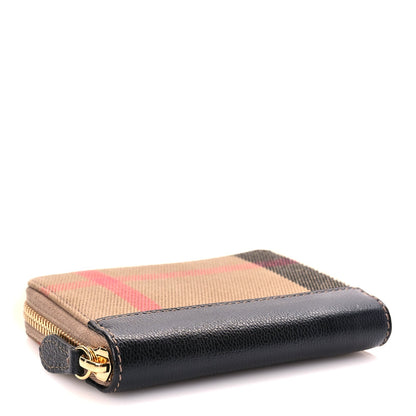 Burberry House Check Grainy Calfskin Mini Zip Around Wallet Black 4 of 6