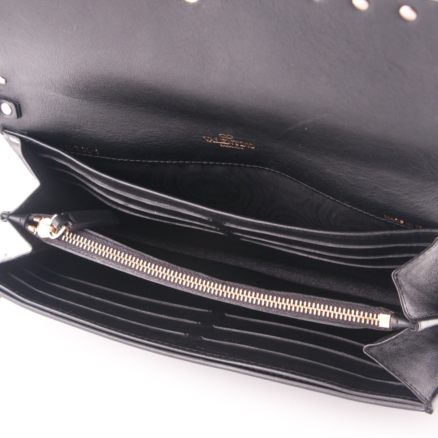 Vitello Rockstud Flap Wallet on Chain Black