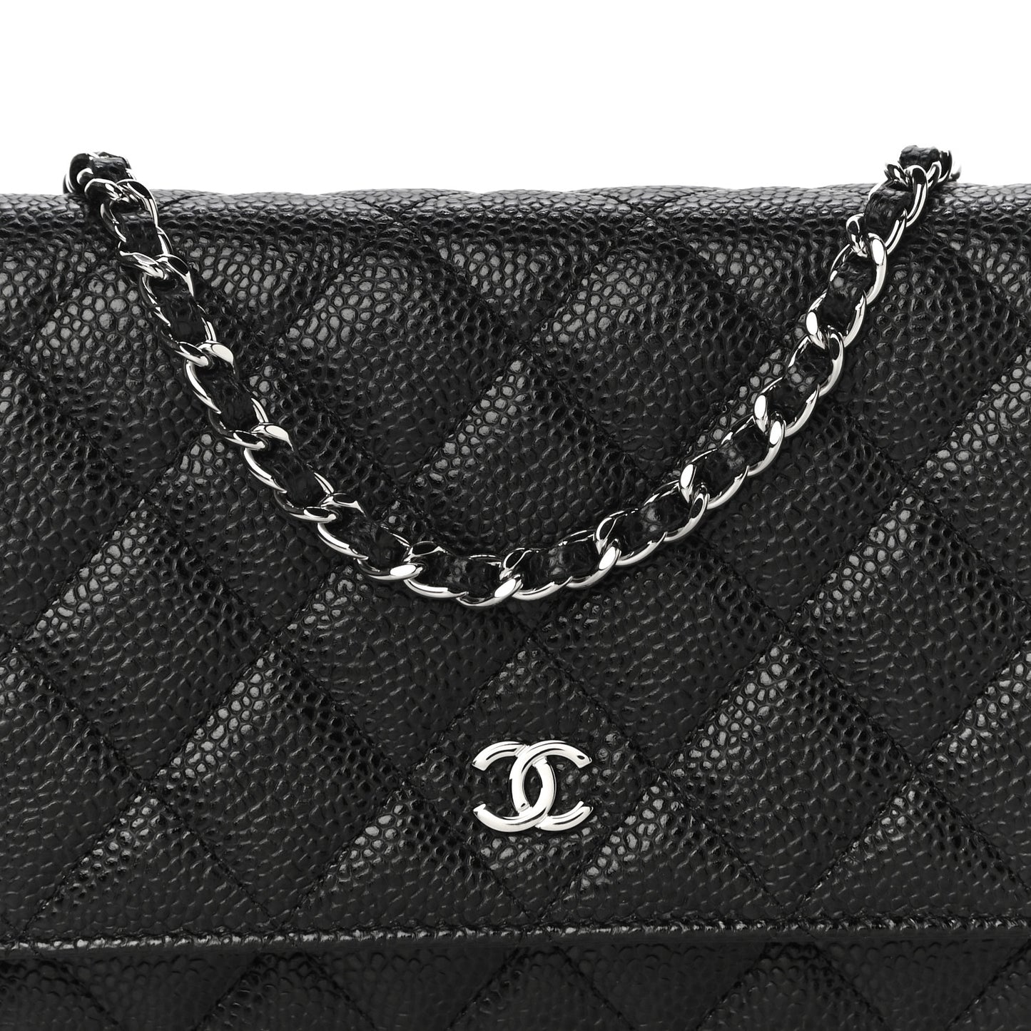 Caviar Quilted Wallet On Chain WOC Black