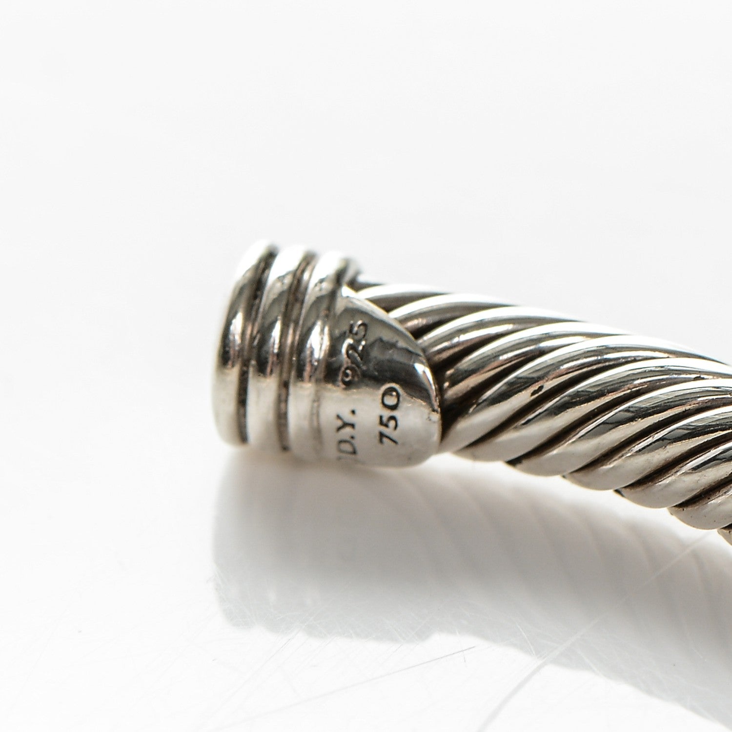 David Yurman Sterling Silver 18K Yellow Gold 4mm X Station Cable Bracelet 4 of 4