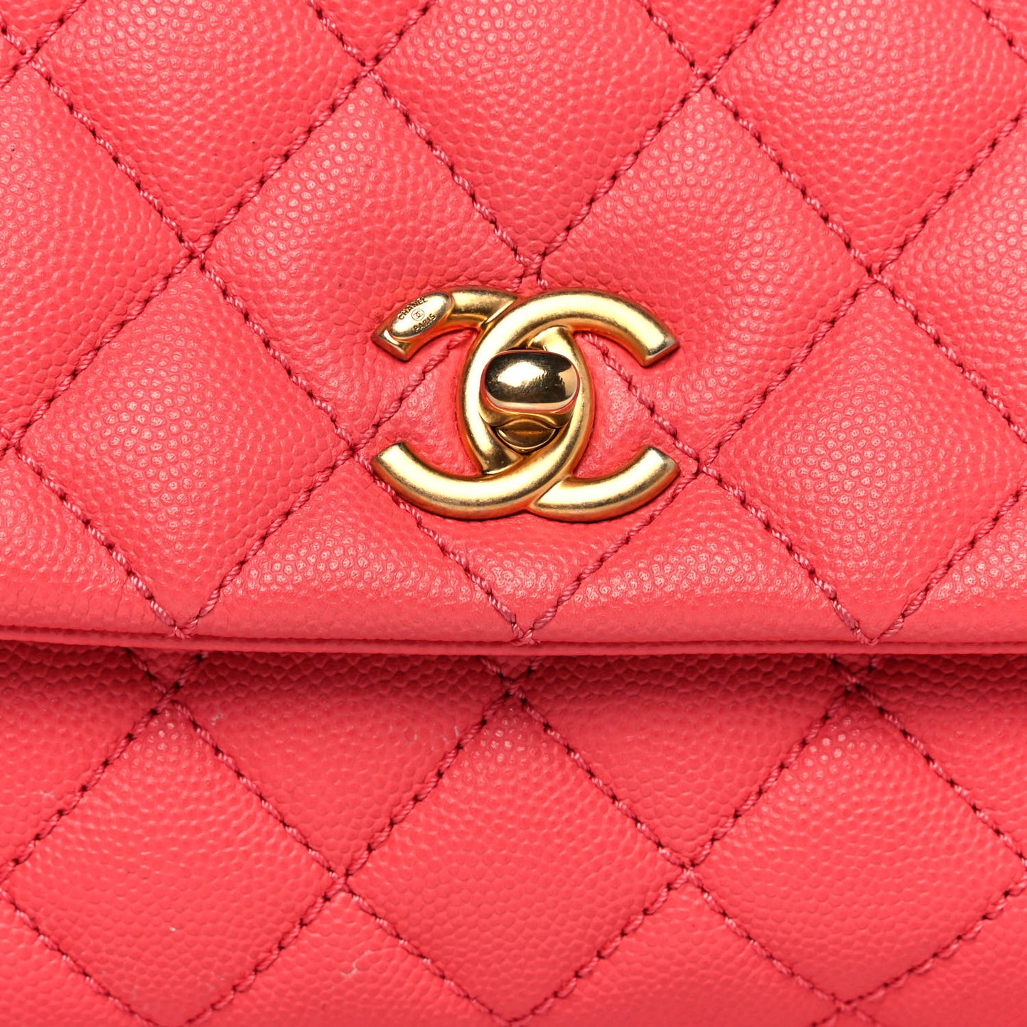 Caviar Lizard Embossed Quilted Mini Coco Handle Flap Pink