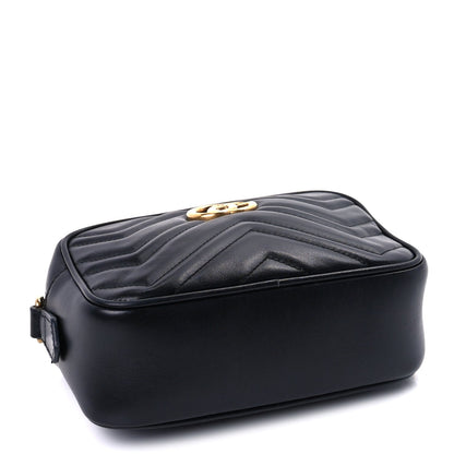 Gucci Calfskin Matelasse Mini GG Marmont Chain Shoulder Bag  Black 3 of 7