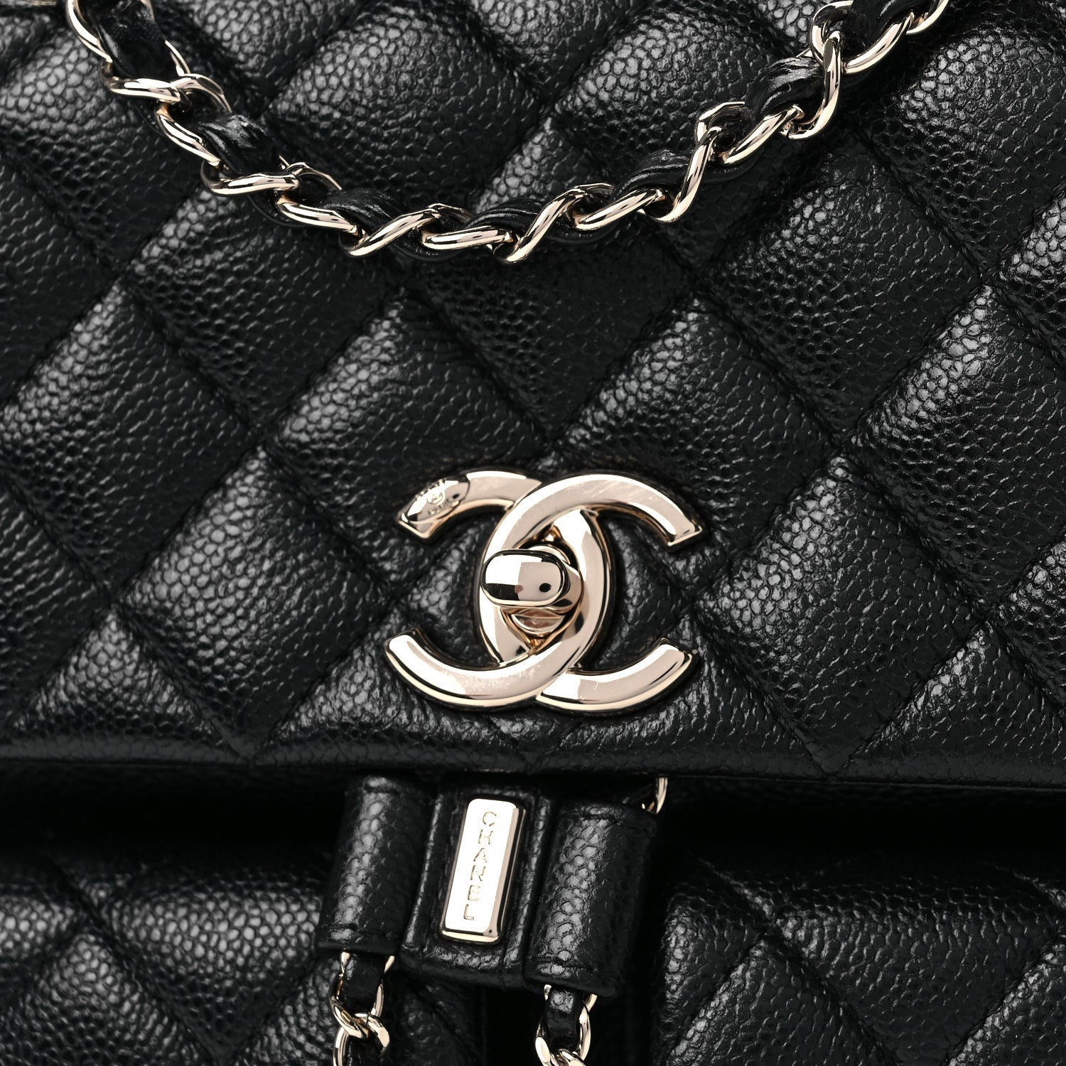 Chanel Shiny Caviar Quilted Small Duma Pockets Drawstring Backpack Black 7 of 9