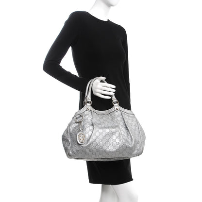 Gucci Guccissima Medium Sukey Tote Silver 2 of 7