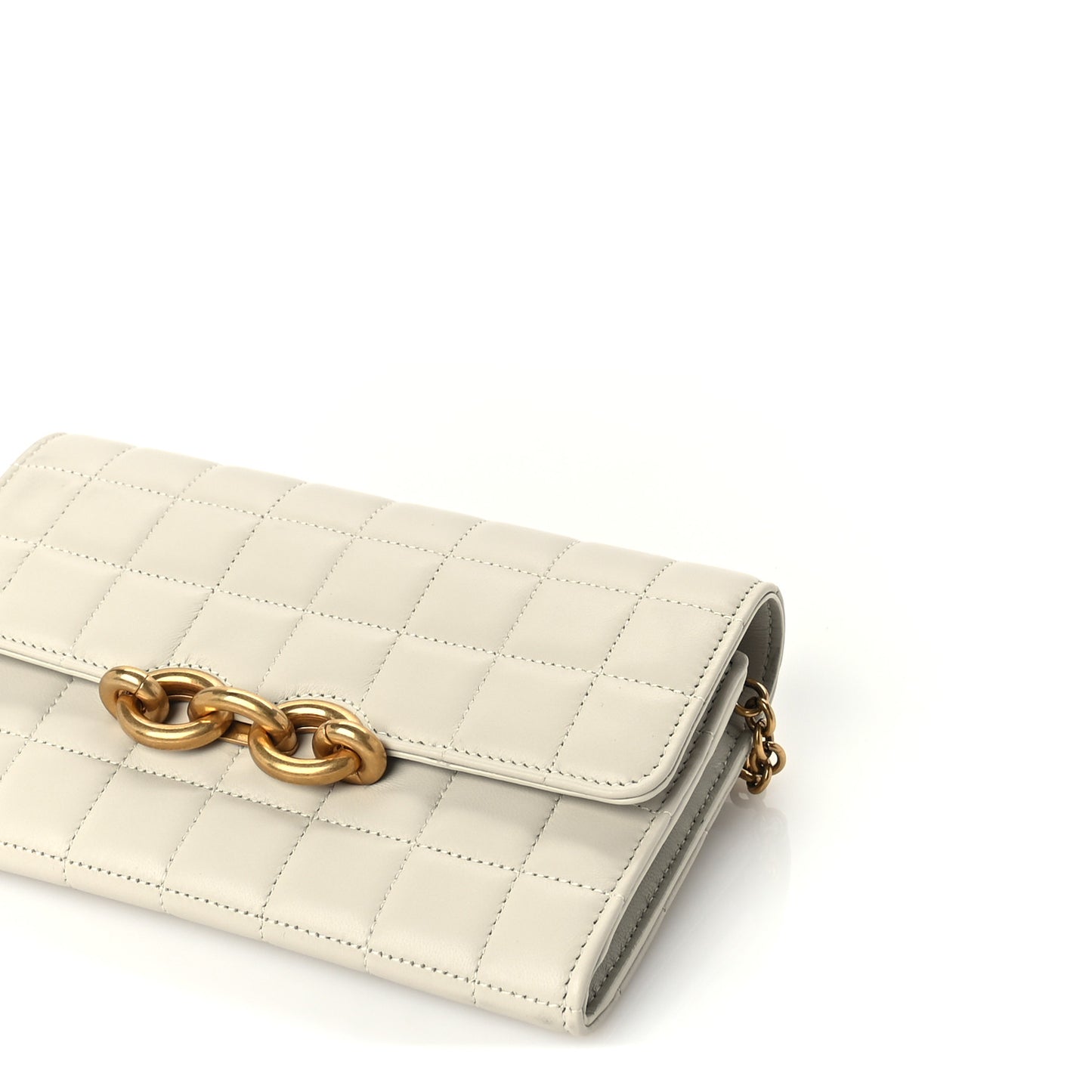 Lambskin Carre Quilted Le Maillon Wallet On Chain Crema Soft