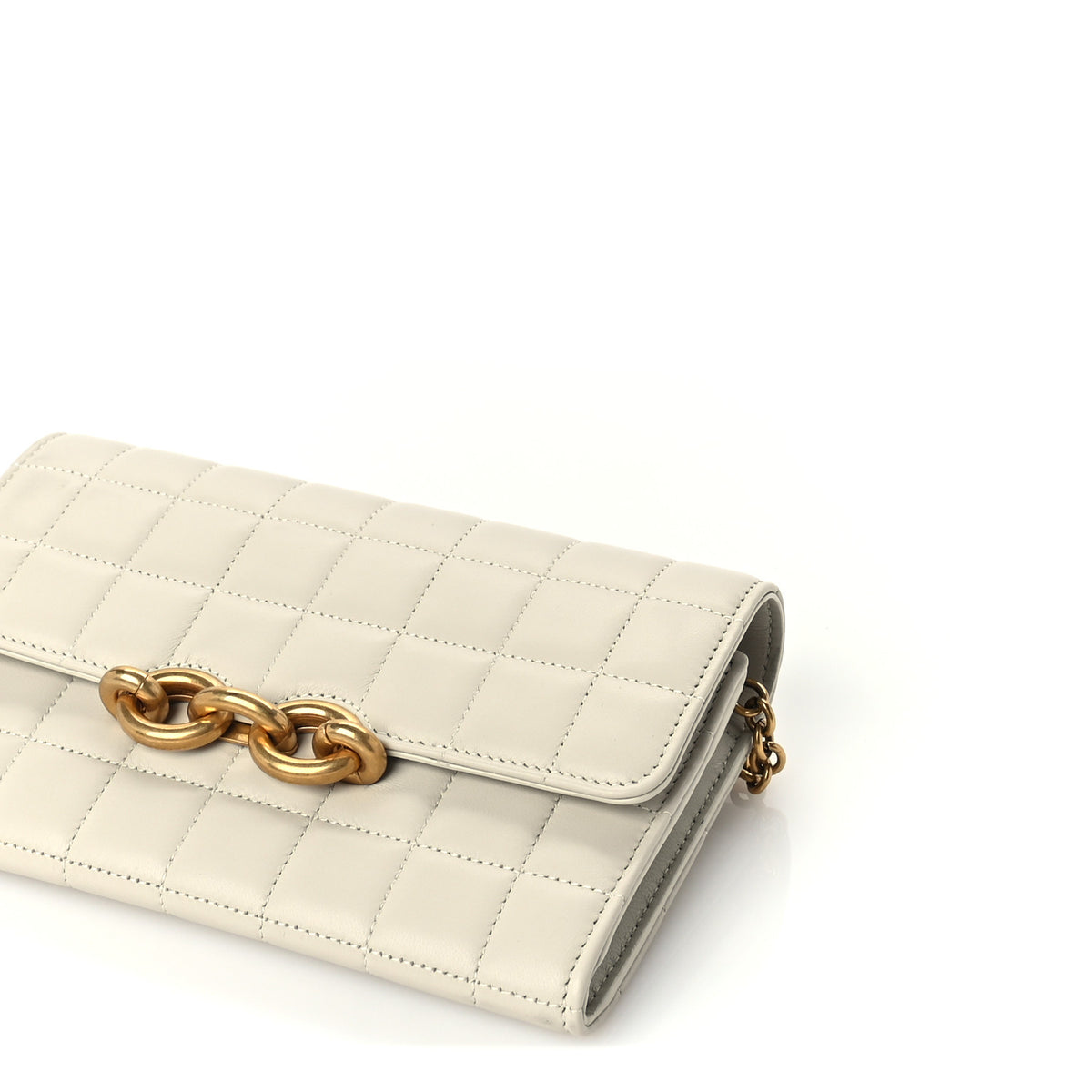 Saint Laurent Lambskin Carre Quilted Le Maillon Wallet On Chain Crema Soft 8 of 8